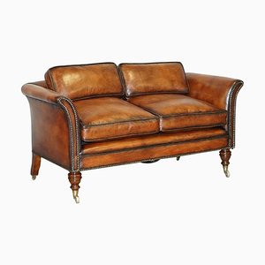 Victorian Brown Leather Sofa from Howard & Sons