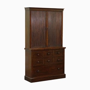 Victorian Tambour Door Cupboard on Chest of Drawers