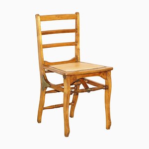 Solid Fruitwood Brass Fitting Military Campaign Folding Chair, 1890s