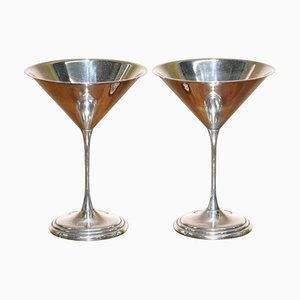 Völlig gestempelt Martini-Gläser aus Sterling Silber, Sheffield, 1996, 2er Set