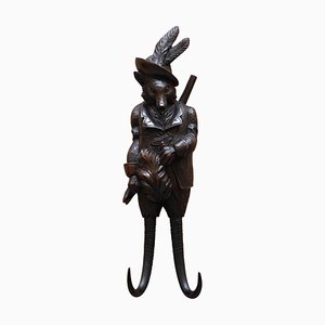 Large Swiss Black Forest Musical Fox Whip Hook with Glass Eyes, 1870s