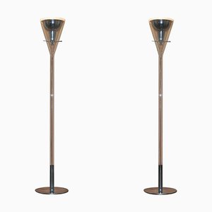 Glass and Chrome Magnum Floor Lamps from Fontana Arte, Set of 2