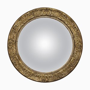 Espejo convexo estilo Regency náutico de madera dorada y yeso