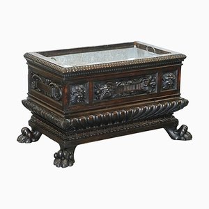 Gothic Revival Carved Wooden Wine Cooler, 1840s