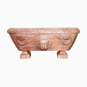 Early 19th Century Roman Grand Tour Vessel in Rosso Antico Marble with Lion Carving