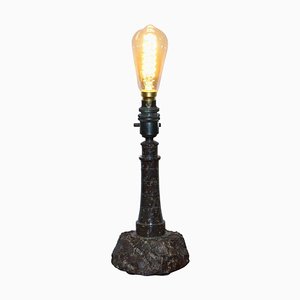 Vintage Cornish Serpentine Marble Lighthouse Table Lamp