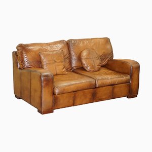 Vintage Cigar Brown Leather Sofa