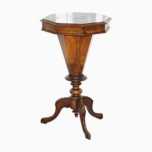 Victorian Burr Walnut Sewing Box or Side Table