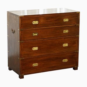Stamped Victorian Hardwood Military Campaign Chest of Drawers from S&H Jewell