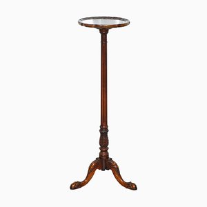 Tall Hand-Carved Hardwood Jardiniere Stand with Claw & Ball Feet & Scalloped Edge Top