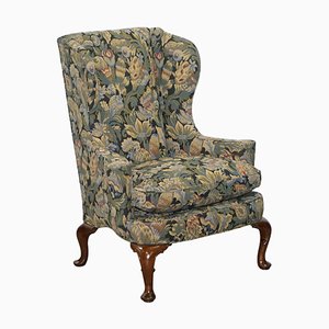 Blenheim Walnut Wingback Armchair with William Morris Fabric from Wood & Hogan, New York