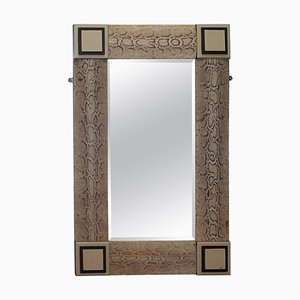 Vintage Snakeskin Mirror Upholstered on Wood Timber Frame