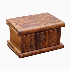 Antique Handmade Burr Walnut Trinket Jewellery Box