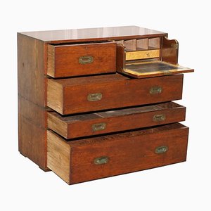 Army & Navy C.S.L Stamped Campaign Chest of Drawers Including Desk, 1890s