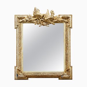 Miroir de Mariage Orné Représentant 2 Tourterelles s'embrassant avec Décor Doré