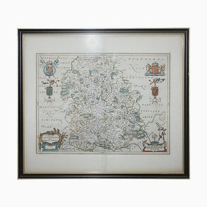 Mappa antica dello Staffordshire colorata a mano, 1645