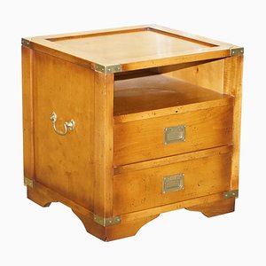 Tavolino da campagna vintage in legno di tasso con cassetti