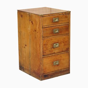 Antique English Oak Military Campaign Chest of Drawers, 1890s