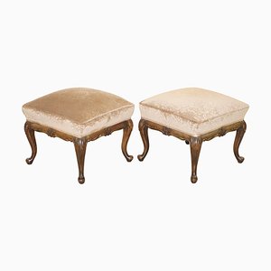 Set of Antique Victorian Carved Hardwood Footstools, 1860s