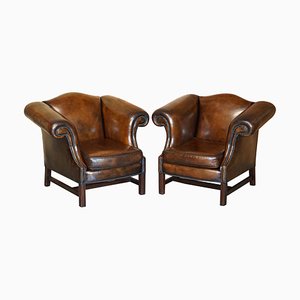 Hand Dyed Brown Leather Club Armchair