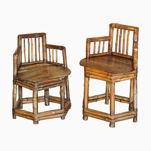 Set of Chinese Bamboo Primitive Occasional Chairs, 1800s