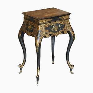 Antique Chinese George III Lacquer & Gold Gilt Work Table, 1800s