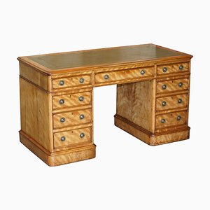 London Satinwood Green Leather Desk from James Winter & Sons, 1830-1850