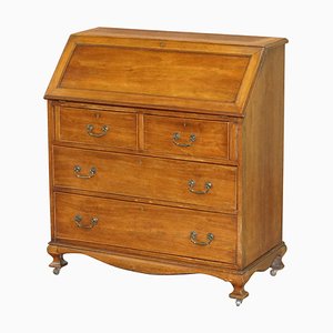 Solid Walnut Writing Bureau Chest of Drawers with Desk Top, 1900s