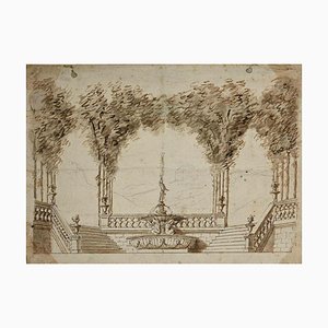 Jules Arsène Garnier, Neoclassic Garden Drawing, Late 19th Century