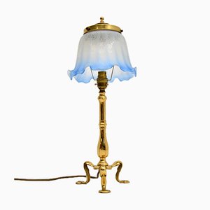 Antique Brass & Glass Table Lamp