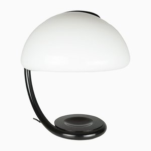 Black Metal and White Acrylic Glass Shade Table Lamp by Elio Martinelli for Martinelli Luce, 1960s