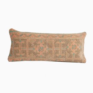 Vintage Turkish Ethnic Rectangular Decorative Wool Carpet Pillow Cover with Boho Decor