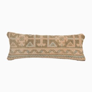Vintage Anatolian Ethnic Handmade Soft Wool Faded Lumbar Bedding Rug Pillow Cover