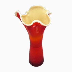 Red & White Murano Glass Vase, Italy