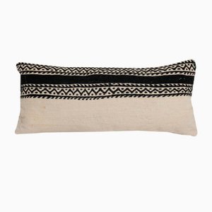 Small Turkish Boho Oblong Handmade Lumbar Kilim Pillow Cover