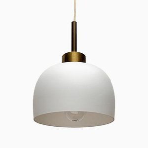 Lampada a sospensione Mid-Century in ottone e vetro