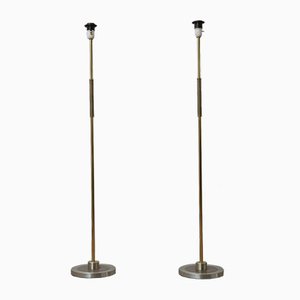 Mid-Century Brass Swedish Floor Lamps, Set of 2