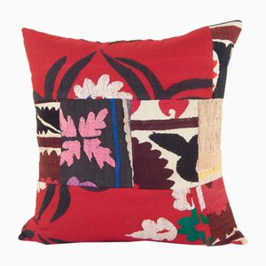 Red Suzani Patchwork Cushion Cover