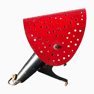 Vintage Red Perforated Shade Table Lamp by Ernest Igl, 1950s