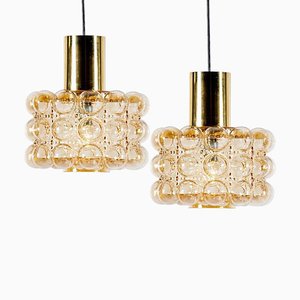 Bubble Glass Pendant Lamps by Helena Tynell for Limburg, 1960s, Set of 2
