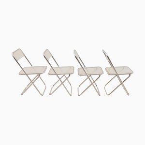 Acrylic Glass Plia Chairs in the Style of Giancarlo Pirettis, 1970s, Set of 4