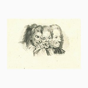Thomas Holloway, Three Grotesque Caracteres, Grabado original, 1810