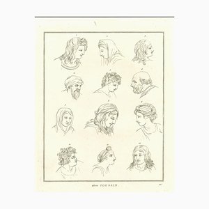 Thomas Holloway, Heads of Men and Women, Original Radierung, 1810