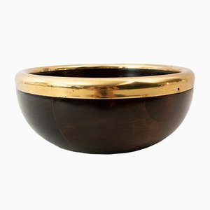 Wooden Bowl with Brassed Border