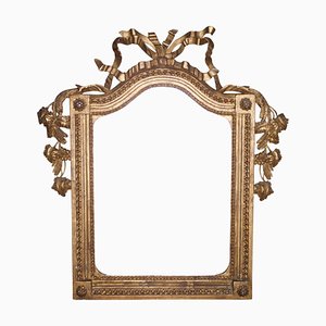 Espejo estilo Regency neoclásico de metal dorado y madera tallada a mano, años 70