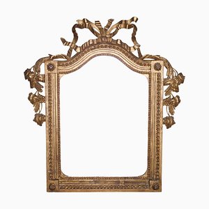 Neoclassical Regency Style Gold Foil & Hand-Carved Wood Mirror, 1970s