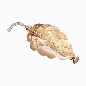 Leaf Brooch in White and Yellow Gold