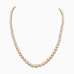 Collana Art Deco di perle Akoya con chiusura in argento