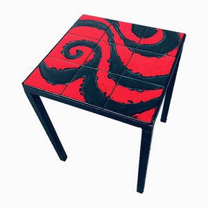 Table d'Appoint avec Plateau en Céramique, Belgique, 1960s