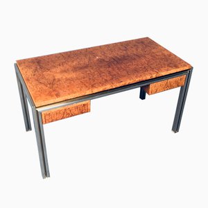 Burl Wood Desk in Style of Milo Baughman, 1970s